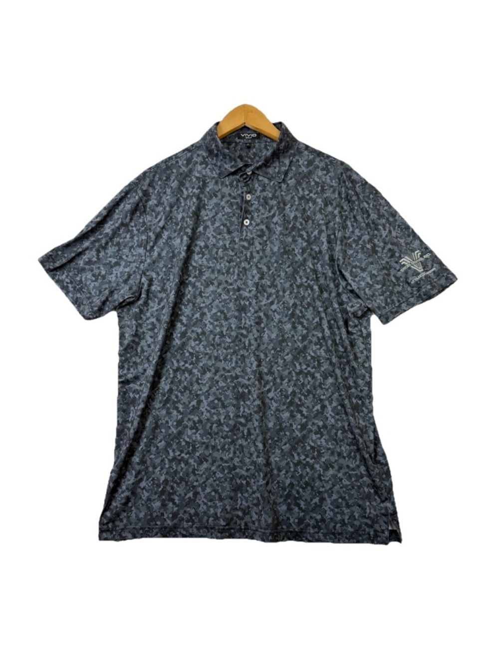 VIVID Golf Polo Shirt Men Large Dark Camo Performance Gray Stretch Company Logo
